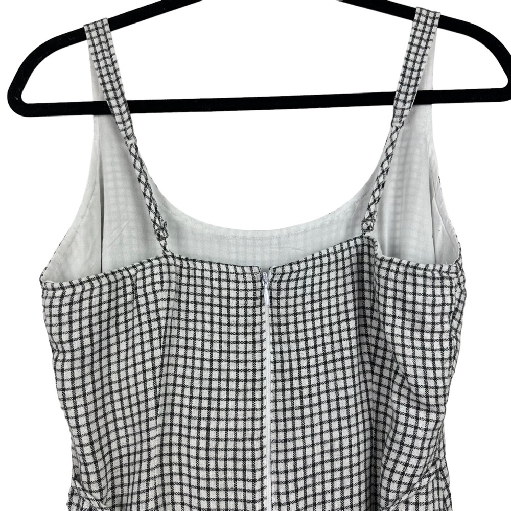 Abercrombie & Fitch Sz S Black White Check Linen Blend Mini Dress w/ Hair Tie - Picture 14 of 15